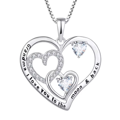 YASVITTI Perhiasan I Love You to the Moon And Back Pendant Kalung 925 Sterling Perak Klasik Kalung Desain Hati