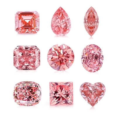 Merah Radiant Cut Berlian Lepaskan Moissanite Perhiasan Pink terang Lab Tumbuh Berlian Moissanite