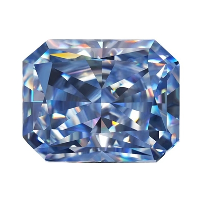 VVS 1ct Ice Crushed Radiant Cut Loose Moissanite Berlian Biru Melee Moissanite