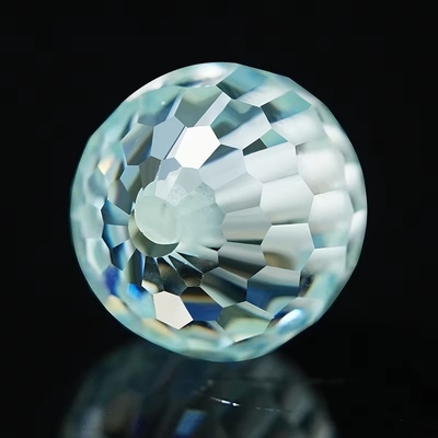 Batu permata bahan sintetis laboratorium dibuat bulat biru Moissanite manik-manik untuk pembuatan perhiasan
