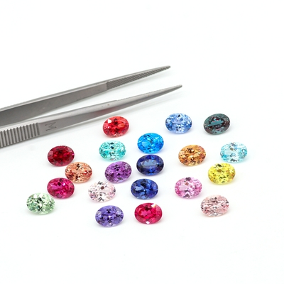 Berwarna 6*8mm Oval Cut Lab Diamond 22 Multi Color 1.5ct Sapphire Ruby Emerald Loose Gemstone