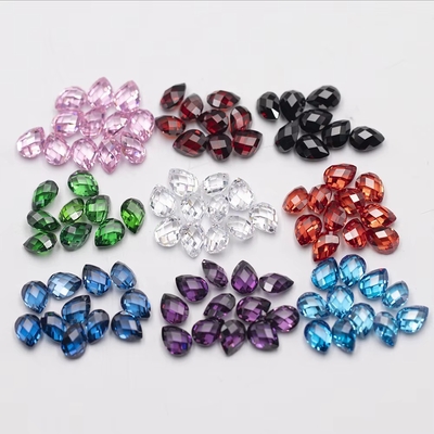 Pink Garnet Hijau Putih Oranye Biru Batu permata Bentuk Pear Penyu Ganda Berfacet Zirconia Kubik