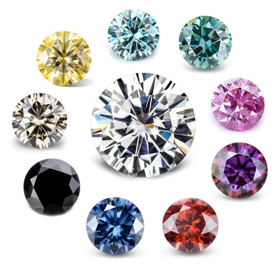 Grosir GRA Moissanite Gray Pink Yellow Champagne Blue Green Round Cut loose moissanite berlian untuk pembuatan perhiasan