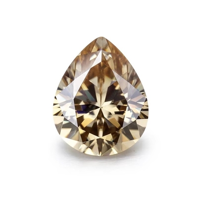 Synthetic Corundum Moissanite Diamond Light Yellow Champagne Pear Loose Moissanite Stones untuk cincin