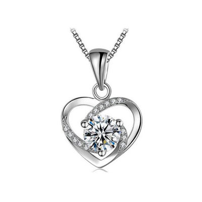 5A CZ Sterling Silver Kalung Liontin Hati
