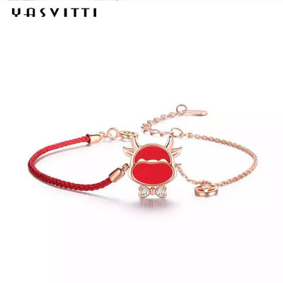 19.5 cm 2.9 Gram Sterling Silver Perhiasan Gelang Jantung CZ Gelang Benang Merah ODM