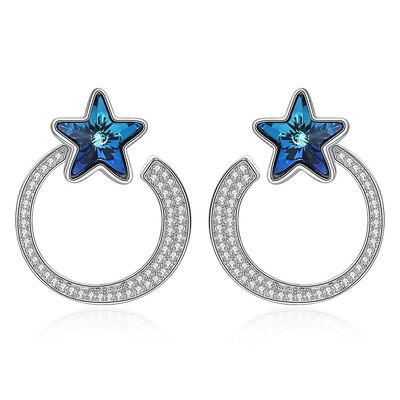 7.2g 2.6x2.1cm Star Hoop Earrings Hadiah 5A CZ Solid Silver Earrings