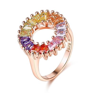 14.1mm 3.4g Zircon Engagement Ring wanita wisuda Rose Gold Vermeil Ring