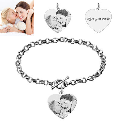 0.8X0.8IN 0.7oz Personalized Foto Gelang Pesona unisex s925 foto terukir gelang