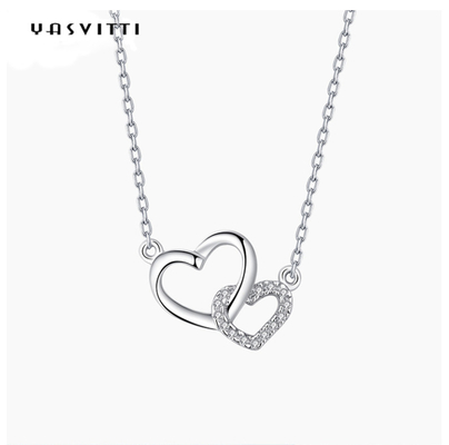 Perhiasan Wanita Klasik 925 Sterling Perak Kalung Kalung Hati OEM