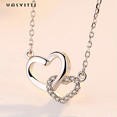 Perhiasan Wanita Klasik 925 Sterling Perak Kalung Kalung Hati OEM