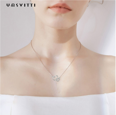 Perhiasan Wanita Klasik 925 Sterling Perak Kalung Kalung Hati OEM