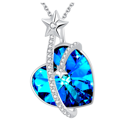 Austrian Crystal Heart Pendant Necklace Sterling Silver Costume Perhiasan Untuk Wanita Hypoallergenic