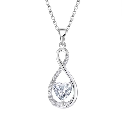 YASVITTI Batu permata Infinity Pendant Kalung Kubic Zirconia Batu lahir Hati 925 Sterling Silver Kalung