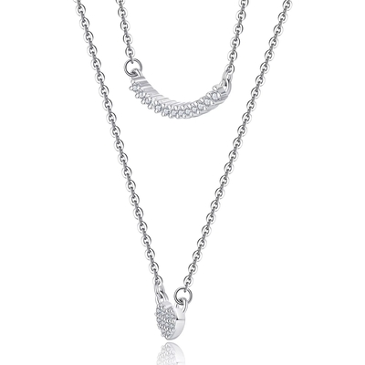 YASVITTI Double Layer Necklace Perhiasan Klasik Mawar Emas Lapisan 925 Sterling Silver Heart Pendant Necklace