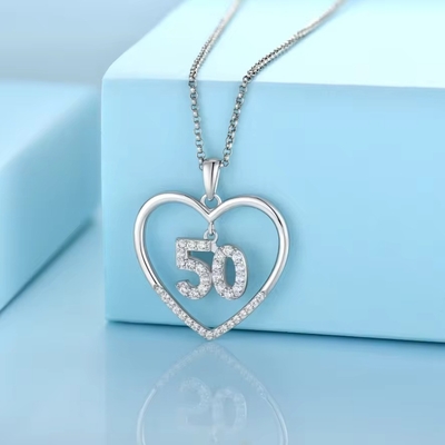 YASVITTI Custom Fashion 925 Sterling Silver Heart Necklace Nomor 50 dan 30 Pendant Necklace Grosir