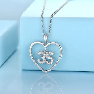 YASVITTI Custom Fashion 925 Sterling Silver Heart Necklace Nomor 50 dan 30 Pendant Necklace Grosir