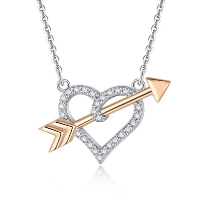 YASVITTI OEM ODM 925 Sterling Silver Cupid Kalung Rose Gold Plated Heart Arrows Kalung Untuk Hadiah Kekasih