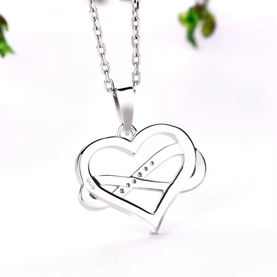 YASVITTI ODM OEM 925 Sterling Silver Sparkling Heart Necklace 5A Zirconia Rhodium Plated Hollow Necklace Pendant Perhiasan