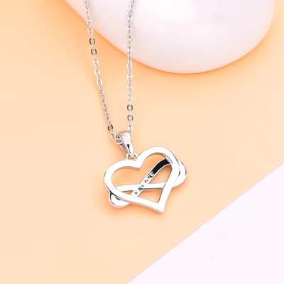 YASVITTI ODM OEM 925 Sterling Silver Sparkling Heart Necklace 5A Zirconia Rhodium Plated Hollow Necklace Pendant Perhiasan