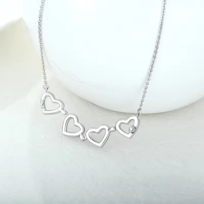 YASVITTI Custom Romantis Magnetic Clover Kalung OEM Pesona 925 Sterling Perak halus Hati Empat Daun Clover Kalung