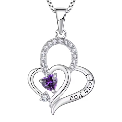 Perak asli I Love You Heart Pendant Kalung Multi Color Heart Cubic Zirconia Mewah Perak 925 Kalung Kalung Perhiasan