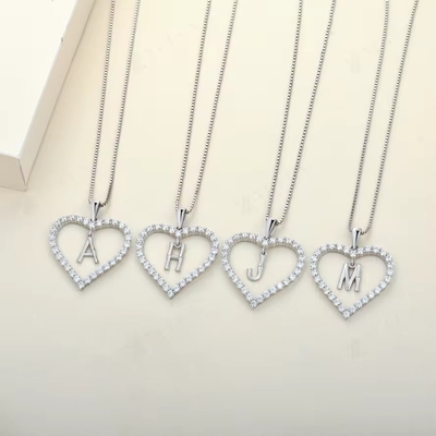 YASVITTI Perhiasan Fine Kalung 925 Sterling Perak Kalung Bentuk Hati Dengan A-Z Surat Pesona