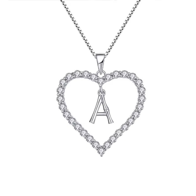 YASVITTI Perhiasan Fine Kalung 925 Sterling Perak Kalung Bentuk Hati Dengan A-Z Surat Pesona