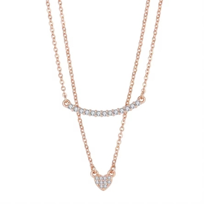 YASVITTI Kualitas Tinggi Double Lapisan Kalung Perhiasan Klasik Mawar Emas Lapisan 925 Sterling Silver Heart Pendant Kalung