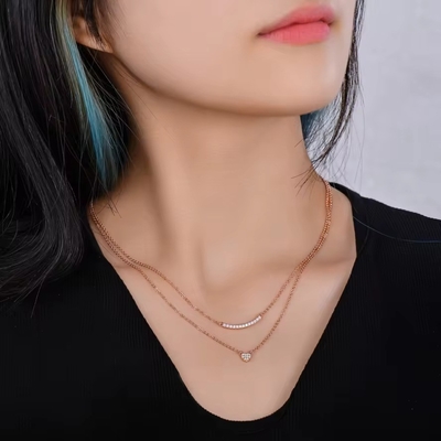 YASVITTI Kualitas Tinggi Double Lapisan Kalung Perhiasan Klasik Mawar Emas Lapisan 925 Sterling Silver Heart Pendant Kalung