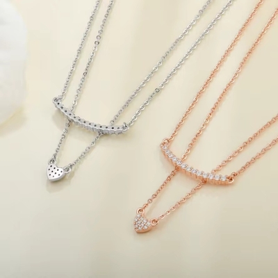 YASVITTI Kualitas Tinggi Double Lapisan Kalung Perhiasan Klasik Mawar Emas Lapisan 925 Sterling Silver Heart Pendant Kalung