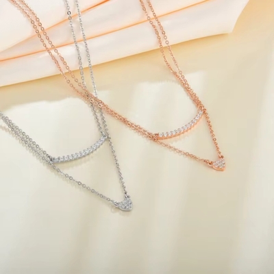 YASVITTI Kualitas Tinggi Double Lapisan Kalung Perhiasan Klasik Mawar Emas Lapisan 925 Sterling Silver Heart Pendant Kalung