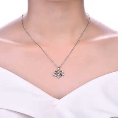 YASVITTI ODM OEM 925 Sterling Silver Sparkling Heart Necklace 5A Zirconia Rhodium Plated Hollow Necklace Pendant Perhiasan