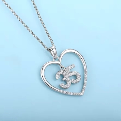 YASVITTI Custom Fashion 925 Sterling Silver Heart Necklace Nomor 50 dan 30 Pendant Necklace Grosir