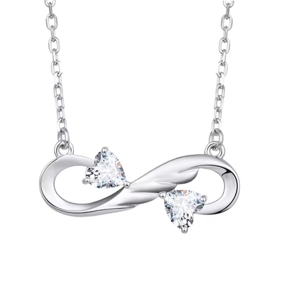 YASVITTI 925 Sterling Silver Infinity Heart Necklace Heart Cubic Zircon Perhiasan Kalung Wanita Mewah