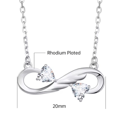 YASVITTI 925 Sterling Silver Infinity Heart Necklace Heart Cubic Zircon Perhiasan Kalung Wanita Mewah