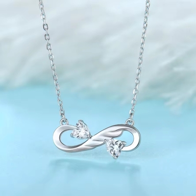 YASVITTI 925 Sterling Silver Infinity Heart Necklace Heart Cubic Zircon Perhiasan Kalung Wanita Mewah