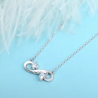 YASVITTI 925 Sterling Silver Infinity Heart Necklace Heart Cubic Zircon Perhiasan Kalung Wanita Mewah