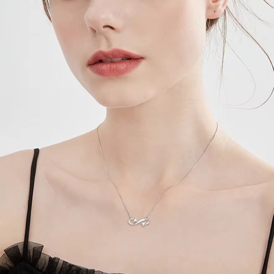 YASVITTI 925 Sterling Silver Infinity Heart Necklace Heart Cubic Zircon Perhiasan Kalung Wanita Mewah