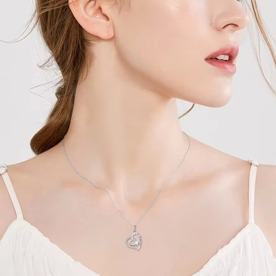 YASVITTI Perhiasan I Love You to the Moon And Back Pendant Kalung 925 Sterling Perak Klasik Kalung Desain Hati