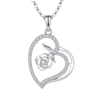 YASVITTI Grosir Custom Wanita Pendant Kalung Perhiasan halus Rhodium Plated Rose 925 Sterling Silver Kalung Hati