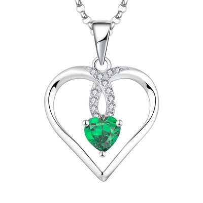 YASVITTI Kualitas Tinggi Berkilauan Hati 5A Zirconia Kalung Rhodium Plated 925 Sterling Perak Kalung Perhiasan