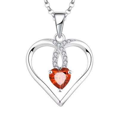 YASVITTI Kualitas Tinggi Berkilauan Hati 5A Zirconia Kalung Rhodium Plated 925 Sterling Perak Kalung Perhiasan