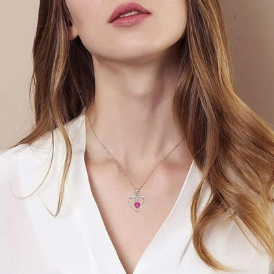 YASVITTI Kualitas Tinggi Berkilauan Hati 5A Zirconia Kalung Rhodium Plated 925 Sterling Perak Kalung Perhiasan