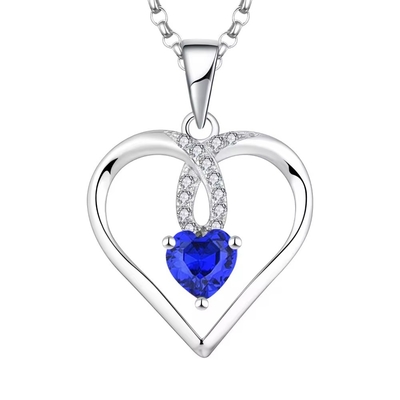 YASVITTI Kualitas Tinggi Berkilauan Hati 5A Zirconia Kalung Rhodium Plated 925 Sterling Perak Kalung Perhiasan