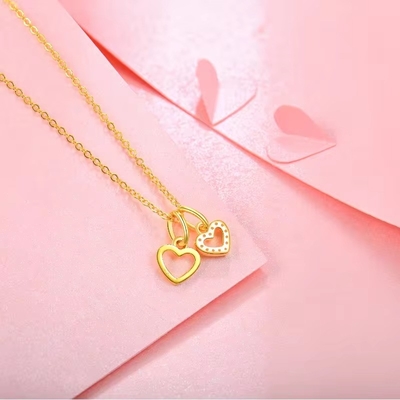 YASVITTI Grosir 925 Sterling Perak Dua Hati Kalung Pesona Custom Plating Emas Kalung Kalung Perhiasan