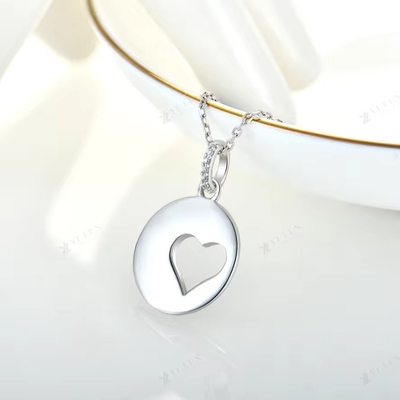 YASVITTI Romantis 925 Sterling Perak Kalung Rodium Plated Coin Hollow Cinta Hati Pendant Kalung untuk Valentine's Da