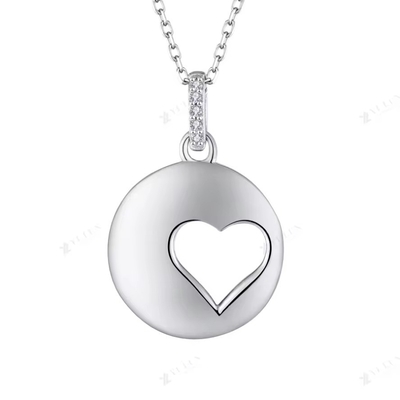 YASVITTI Romantis 925 Sterling Perak Kalung Rodium Plated Coin Hollow Cinta Hati Pendant Kalung untuk Valentine's Da