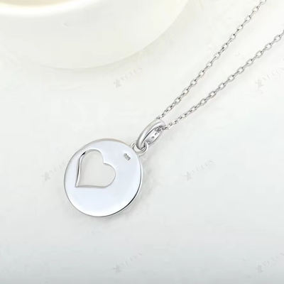 YASVITTI Romantis 925 Sterling Perak Kalung Rodium Plated Coin Hollow Cinta Hati Pendant Kalung untuk Valentine's Da