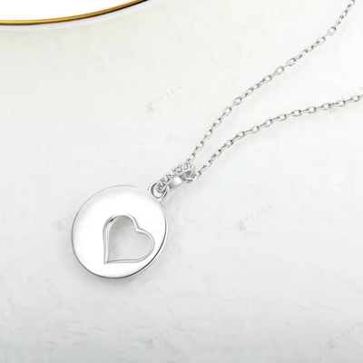 YASVITTI Romantis 925 Sterling Perak Kalung Rodium Plated Coin Hollow Cinta Hati Pendant Kalung untuk Valentine's Da